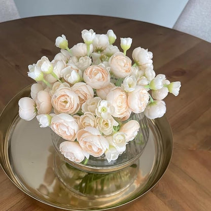 Ranunculus Artificial Flower, 24Pcs Faux Silk Mini Ranunculus Flowers Bulk Fake Wedding Filler Flowers for DIY Bouquet Centerpieces Arrangements Bridal Shower Decorations