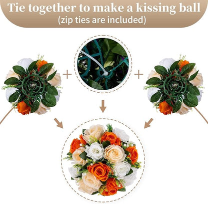 Sziqiqi Orange Fake Flowers for Fall Decoration Kissing Flower Balls for Wedding Centerpieces Tables Flower Centerpiece Arrangement for Party Festival