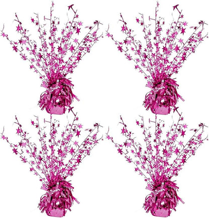 ALISSAR 4-Pack Glitter Pink Star Centerpieces-Table Decorations for Home Decor Birthday Wedding Anniversary Decor (Pink)