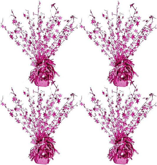 ALISSAR 4-Pack Glitter Pink Star Centerpieces-Table Decorations for Home Decor Birthday Wedding Anniversary Decor (Pink)