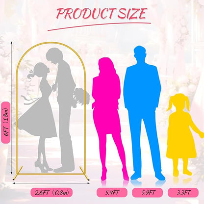 6FT Metal Arch Backdrop Stand,Gold Wedding Arched Backdrop Stand Frame for Party Decoration Wedding Birthday Graduation Ceremony Baby Shower Garden Floral Balloon
