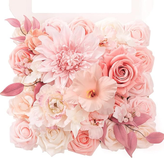 TINGE TIME Artificial Flowers Light Pink Flower Combo for DIY Wedding Bouquets Table Centerpieces Arrangements Party Baby Shower Home Spring Decorations