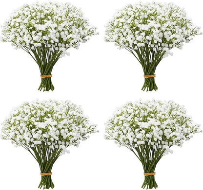 Babys Breath Artificial Flowers, 48Pcs Fake Baby Breath Flowers Artificial Bulk 11inch White Faux Gypsophila Real Touch Flowers for Outdoors Wedding DIY Bouquet Arrangement Home Garden Decor