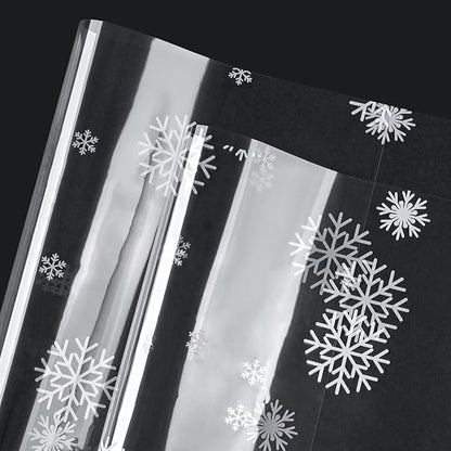LeZakaa 20 Sheets Flower Wrapping Paper, White Snowflake Print, Waterproof Transparent Floral Bouquet Paper for Gift Baskets Bouquets, DIY Crafts, for Christmas, Winter Holiday, Valentines, Birthday