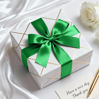 1-1/2" x 50 Yards Satin Ribbon - Green Silk Ribbon with Spool - Ideal for Gift Wrapping, Floral Bouquets, Crafts, Wedding Party Decorations, Christmas and Sewing Projects