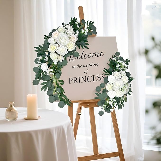 Flowers for Wedding Arch Set of 2 - Artificial Floral Swag for Ceremony Backdrop & Arch Decoration - Fake Flowers for Arch Backdrop, Balloon Arch & Wall Decor