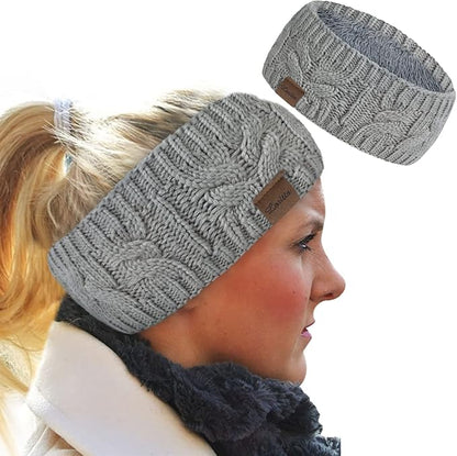 Loritta Womens Ear Warmers Headbands Winter Warm Fuzzy Cable Knit Head Wrap Fleece Lined Gifts