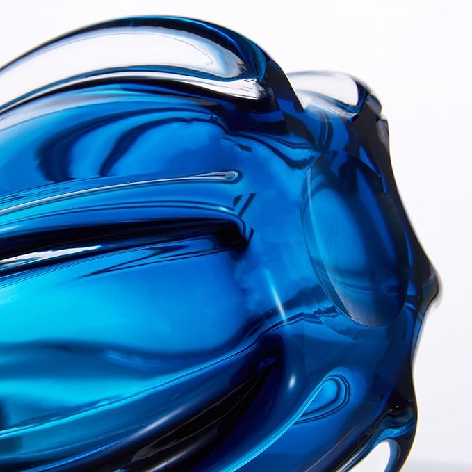 Luxury Lane Hand Blown Laine Sommerso Art Glass Vase for Home Decor 10 inch Tall Centerpiece Table Decoration
