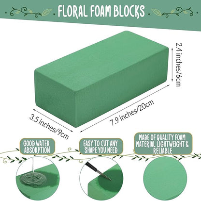 Nuenen 20 Pcs Floral Foam Blocks for Flower Arrangements 7.9 x 3.5 x 2.4 Inches Green Florist Foam Bricks Dry Wet for Fresh or Artificial Flowers Craft Plant for Wedding Garden Decorations
