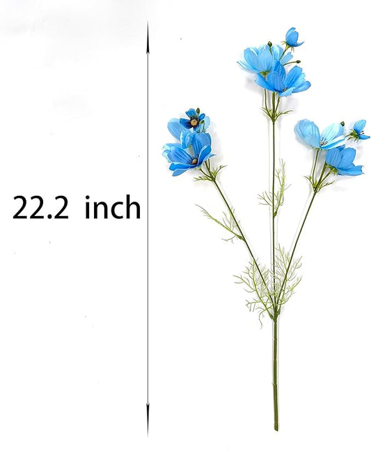 ATFL Artificial Blue Daisy Flowers,8 Bundles 21.65'' Fake Faux Silk Daisy Flowers with Stems for Home Garden Vase Décor (8, Gradient Blue)