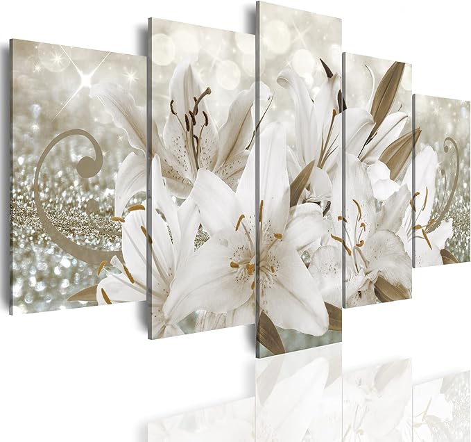 LUDUHU White Orchid Flowers Canvas Print - Abstract Floral Wall Art Painting Decor for Home Decoration Artwork Picture Bedroom (B,Oversize 40x20inch)