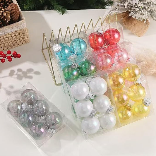 60MM Iridescent Plastic Ball - 6PCS Xmas Ornament Balls Set, Plastic Iridescent Decorative Hanging Ornaments for Xmas Tree Wedding Valentine's Day Party Decorations(White)