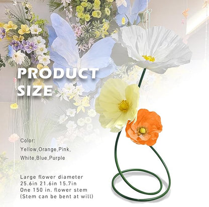Large Decor Flowers Backdrop, Giant Flowers for Christmas Decoration, Wedding Flowers Decorations, Artificial Flower Art Wall Decorations for Birthday/Party/Baby Shower 3 Pack (Orange Yellow White)