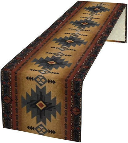 Aztec Table Runner, Southwestern Ethnic Geometric Triditional Table Runner Table Setting Decor for Kitchen Garden Farmhouse Party Holiday Dinner Home, 13x90 Inch