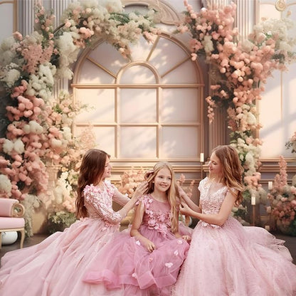 AOTOFO 7x5ft Pink Flowers Wedding Backdrop Elegant Rose Blossom Floral Pretty Plant Photography Background for Woman Bride Party Girls Bridal Shower Photo Studio Shoot