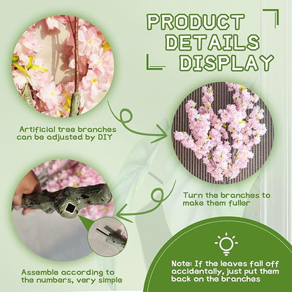 Artificial Cherry Blossom Tree - 6ft Realistic Potted Silk Pink Plant for Home Indoor Outdoor Decor, Spring Weddings