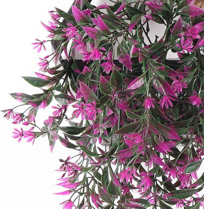 Artificial Hanging Plant for Outdoor Decor, Fake Vine Plants Faux Plastic Ivy Leaves Foliage UV Resistant Greenery Flowers Home Garden Indoor Door Wall Wedding Party Decoration - Fuchsia 4 Pack