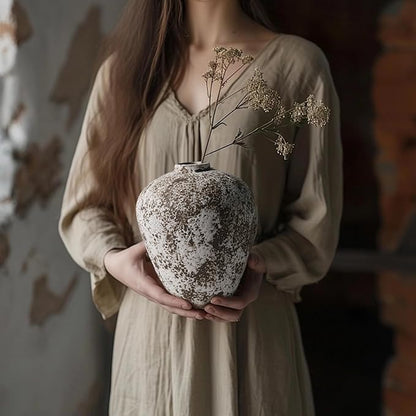 Ceramic Vase,Flower Vases Home Decor,Rustic Vintage Decorative Boho Vase for Centerpiece Table,Room,Bathroom,Wall,Bedroom,Living Room,Kitchen,Office Decorations,8.66 inch Retro Snowflakes