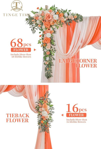 TINGE TIME Artificial Arch Flowers Kit Pack of 5, Wedding Decorations for Reception with Hanging Flowers, Wedding Arch Silk Floral Arrangements Ceremony Backdrop Bridal Shower Outdoor Party Decor