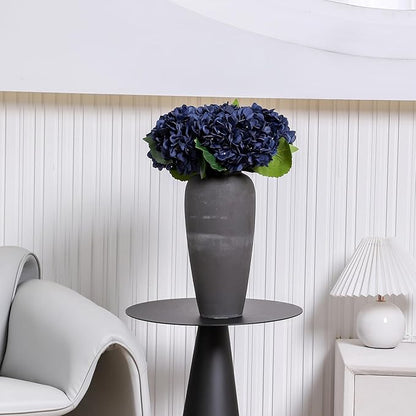 Kimura's Cabin 6pcs Navy Blue Artificial Silk Hydrangea Flowers Fake Hydrangeas with Stems Hydrangeas Bouquet for Wedding Home Halloween Party DIY Dining Table Decoration（Navy Blue）