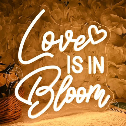 SYLHOME Love Is In Bloom Led Neon Light Sign Heart Bedroom Nursery Wall Sign Decor Wedding Birthday Bridal Shower Party Engagement Proposal Backdrop 11.81" X 11.14" USB