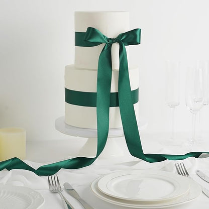 MEEDEE Dark Green Satin Ribbon - 1-1/2 inch Double Faced, Perfect for Christmas Tree, Wreaths, Weddings, Flower Bouquets