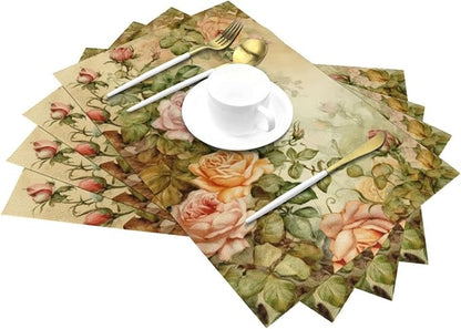 Placemats Set of 4 PVC Woven Place Mats Heat Resistant Easy to Clean for Indoor Outdoor Party Kitchen Dining Table Decoration 12"x18"