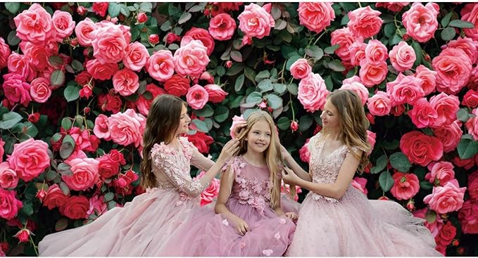 12x8ft Art Studio Flower Photo Background Pink Rose Photography Backdrop for Pictures Newborn Bridal Shower Birthday Party Banner Decor Photo Studio Props
