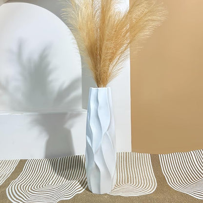 Floor Vase, GDSZJLJ 17.7 Inches Tall Ceramic White Large Decorative Vases for Modern Home Decor, Living Room, Minimalist Style Flower Vase for Pampas Grass, Flowers, Twigs, Office, Bedroom Décor