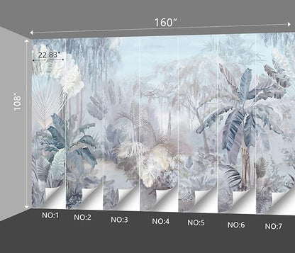 Tropical Botanical Wallpaper Woodland Forest Tree Bedroom Banana Leaf Plant murals Aesthetic Room Decor Living Room tv Background Large Wall Mural - 160"x108" Not Peel and Stick