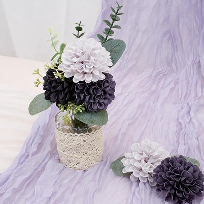Artificial Flowers, 25pcs Realistic Artificial Rose for DIY Wedding Bouquets Centerpieces Arrangements, Gradient Violet Shades Dahlia Flowers with Stem for Bridal Shower Party