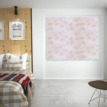20 PCS Artificial Flower Wall Panel,Each Panel 24" x 16"3D Silk Rose Hydrangea Floral Backdrop,Handmade Eco-Friendly Flower Wall Photo Backdrop Decor (type5)