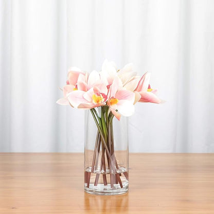 WGV Cylinder Vase Bulk, Diameter 5", Height 8", Clear Glass Floral Planter Container, Floating Candle Holder for Wedding Party Event Home Office Decor, 6 Pieces