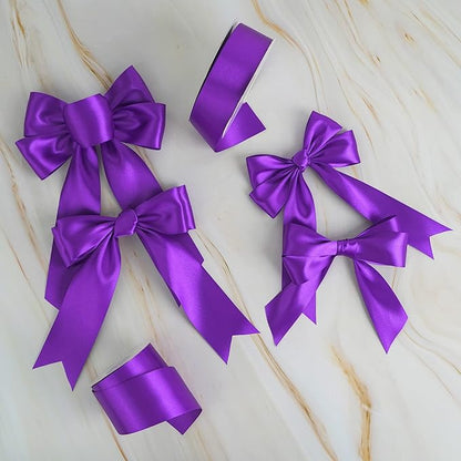 MEEDEE Purple Satin Ribbon 1-1/2 Inch Purple Ribbon Lux Double Faced Satin Ribbons by 50 Yards Polyester Satin Ribbons for Crafts, Weddings, Flower Bouquet, Holiday Decorating