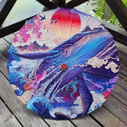 33" Handmade Oiled Parasol Bamboo Silk Umbrella Chinese Japanese Art Classical Dance Umbrella Plum Blossom for Wedding Parties Photography Costumes Cosplay Decoration and Other Events