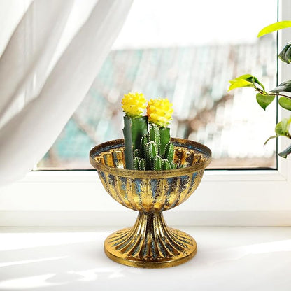 Metal Urn Planter Vintage Iron Flower Vase with Antique Finish for Wedding Centerpiece Home Decor Table Decoration