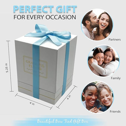 Graceful Fleurs | Real Long Lasting Roses for Years | Preserved Fresh Flowers for Delivery Birthday | Birthday Gifts for Women | Forever Roses in a Box (Baby Blue, White Box, 4 Roses)