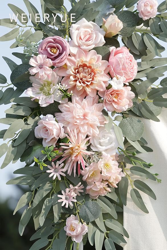 Artificial Wedding Arch Flowers Kit(Pack of 2) for Wedding Arch, Bridal Shower, Ceremony and Reception Backdrop Decoration (Romantic Pink)