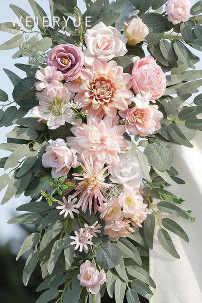 Artificial Wedding Arch Flowers Kit(Pack of 2) for Wedding Arch, Bridal Shower, Ceremony and Reception Backdrop Decoration (Romantic Pink)