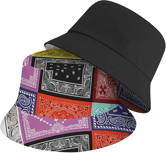 Bucket Hat for Women Men Unisex Sun Cap Packable Outdoor Fisherman Hat Headwear,Reversible Double-Side-Wear