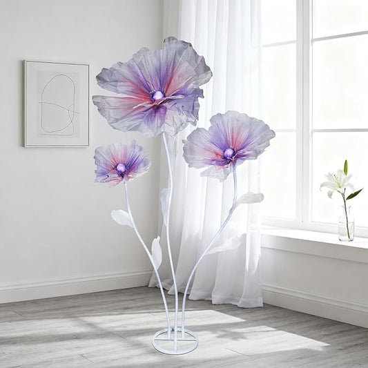 Giant Flowers for Decoration, 5.58 ft Artificial Silk Flower for Wedding Birthday Baby Shower Christmas Party Banquet Background Decor, Home Décor Backdrop Hotel Shop Display Props, Purple Pink
