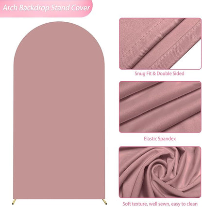 Wokceer 6.6FT Wedding Arch Cover Spandex Fitted Wedding Arch Stand Covers Round Top Chiara Arch Backdrop Cover for Birthday Party Ceremony Banquet Decoration Light Dusty Rose