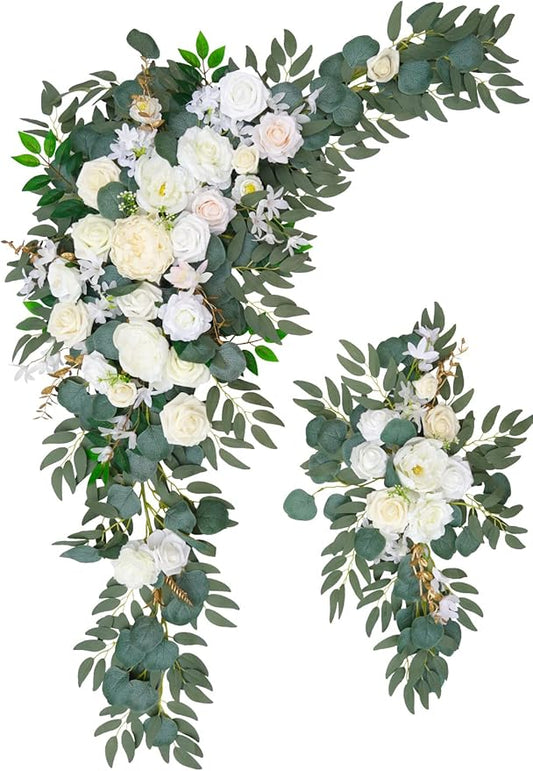 Arch Flowers (Pack of 2) for Wedding Ceremony Arbor and Reception Backdrop Decoration Wedding Welcome Signs Floral Birthday Party Decoration