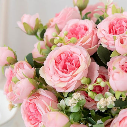 ASTRYAS Pink Artificial Flowers, 3Pcs Peonies Artificial Flowers Fake Peony Bouquet for Decoration Faxus Peony Flowers Arrangements Table Centerpieces Wedding Bouquets for Party Home Decoration Indoor