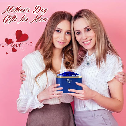 Christmas Birthday Gifts for Women,Preserved Blue Rose with I Love You Necklace,Preserved Flowers Gifts for Mom Girlfriend Women Wife Gifts Idea on Birthday Anniversary Christmas Valentines Day