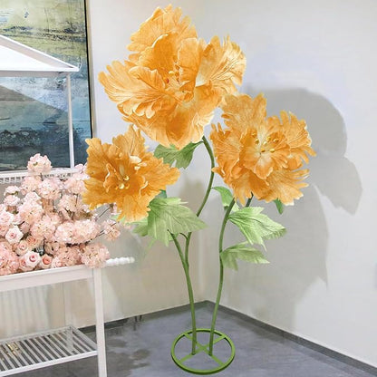 Giant Paper Flowers Artificial Flower, Waterproof Durable Non-Fading 3D Floral Decor Wedding Birthday Party Banquet Home Garden Hotel Exhibition Christmas Easter Halloween Decoration,Champagne/Orange