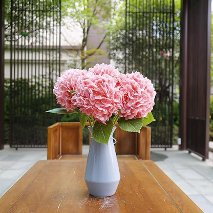 Fake Hydrangea Artificial Flowers with Stems 6 PCS 19.3" Latex Faux Hydrangea Flowers Bulk Real Touch for Vase Indoor Home Decoration Wedding Centerpieces Arrangements (Coral)