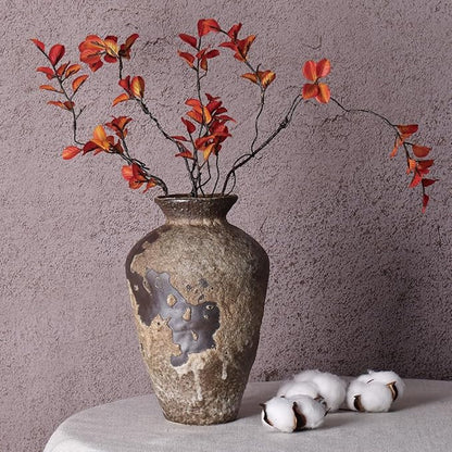 Wabi Sabi Decor Rusty Vintage Vase - 8.7" Tall Rustic Farmhouse Wabi Sabi Vase for Centerpiece, Textured Pottery Flower Vases for Home Decorative, Table, Living Room, Bedroom, Bathroom, Kitchen