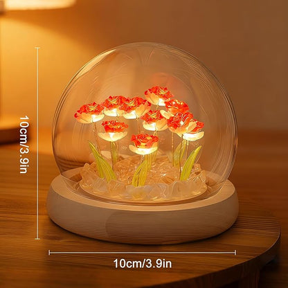 Rose in A Glass Dome Night Light - Valentines Day Gifts for Her, Birthday Gifts for Women, Battery-Powered