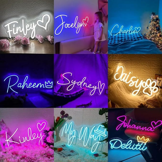 Custom Neon Signs Personalised Large Led Neon Lights Sign Customizable Light up Name Sign for Wall Decor Bedroom Wedding Birthday Party Business Bar Shop Logo Lights